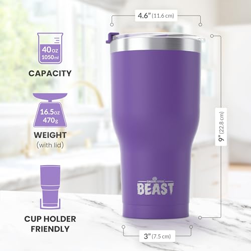 Beast 40 oz Tumbler Stainless Steel Vacuum Insulated Coffee Ice Cup Double Wall Travel Flask