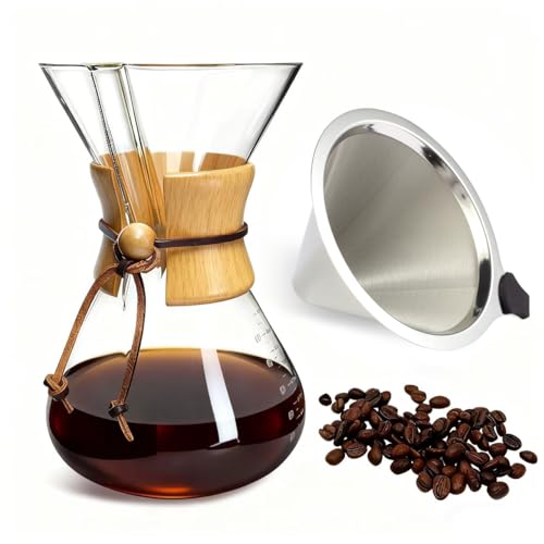 subjectthree Glass Coffeemaker 10 Cup Coffee Drip Pour Over Set