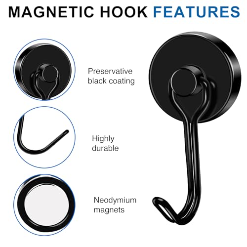 Magnetic Hooks Magnet Hook for Cruise Cabins Fridge 80LBS 6Pack (6 Count)