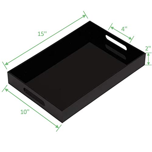 Glossy Black Sturdy Acrylic Serving Tray with Handles