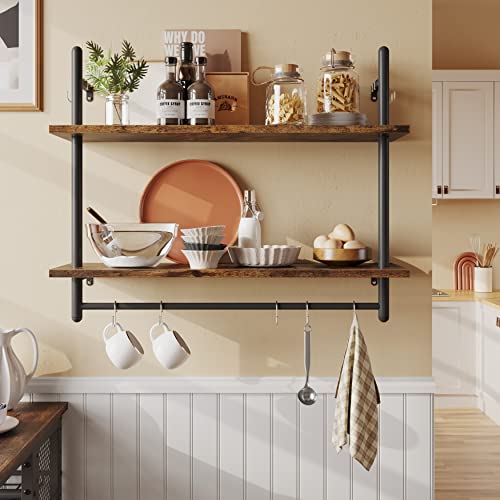 31" Industrial Pipe Wall Shelf with Towel Bar