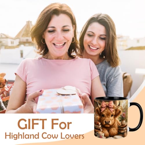 Highland Cow Coffee Mug Gift for Book Lovers