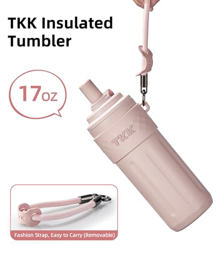 17 OZ Travel Tumbler Ceramic Lining with Straw Lid