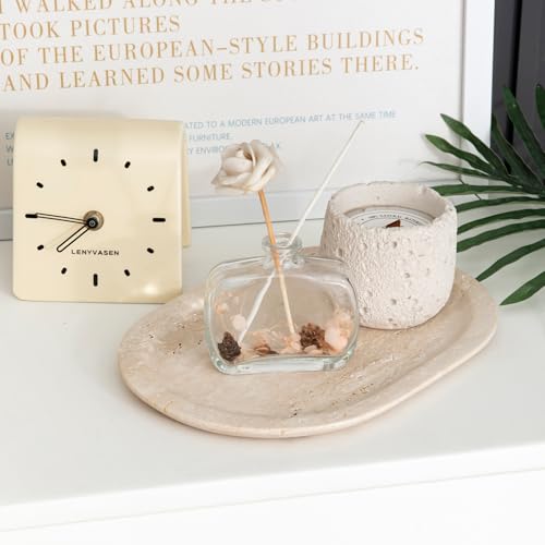 Natural Marble Decorative Tray Bathroom Counter Perfume Organizer Vanity Tray for Home Decor