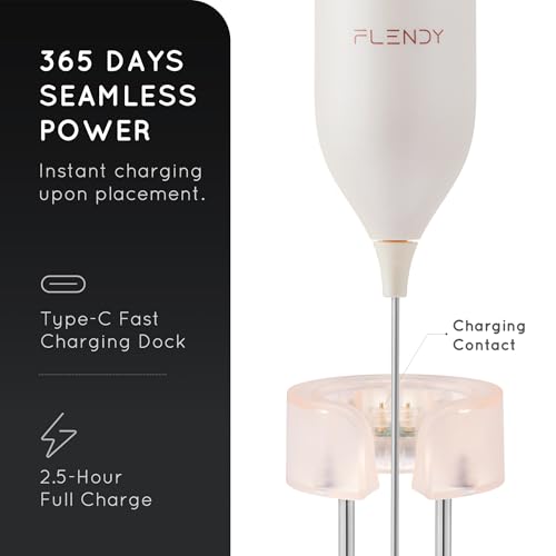 Rechargeable Milk Frother Handheld with Charging Stand