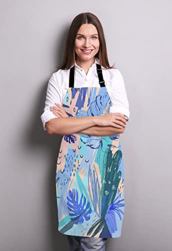Watercolor Tropical Flower Bib Apron with Adjustable Neck for Men Women