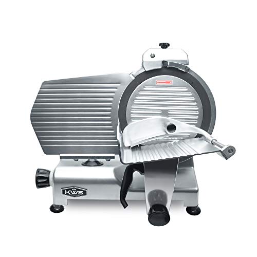 KWS Commercial 420W Electric Meat Slicer 12" Frozen Meat Deli Slicer Restaurant and Home Use Stainless Steel Blade coated with Teflon [ETL