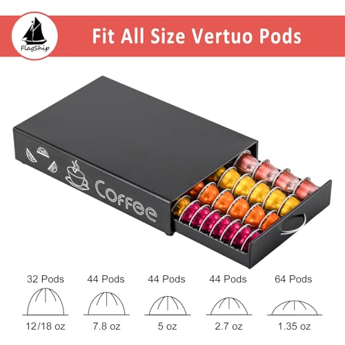 for Vertuo Pod Holder Coffee Pod Storage for Nespresso Pod Organizer Black Metal Fits All Size Vertuo Pods