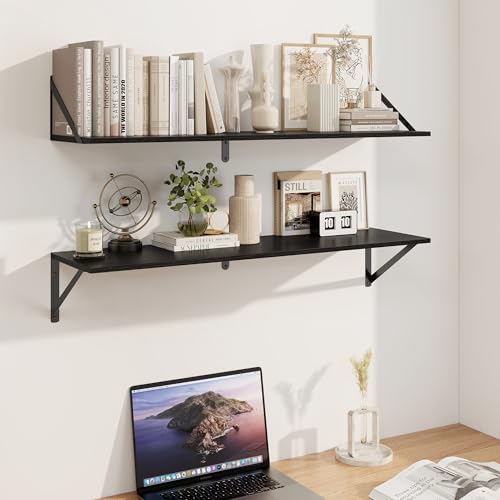 Black Deep Floating Shelves for Wall (2 Count)