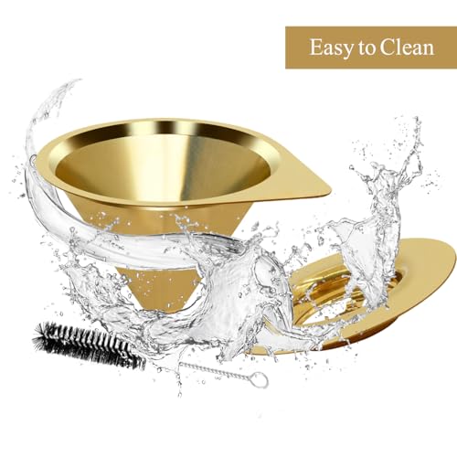 Pour Over Coffee Dripper Reusable Coffee Filter Paperless Coffee Filter Stainless Steel Pour Over Coffee Maker Cone Coffee Dripper for 1