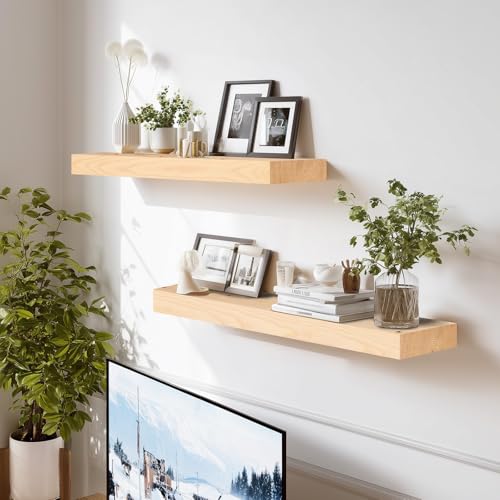 Solid Wood Floating Shelves (2 Count)