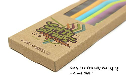 Wide Premium Reusable Silicone Drinking Straws + Patented Straw Squeegee