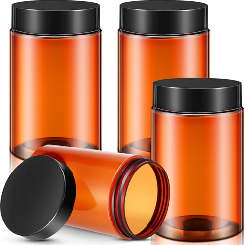 4 Pcs Plastic Jars Wide Mouth with Lids (4 Count)