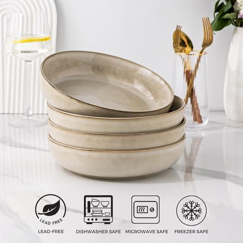 8.75'' Large Ceramic Pasta Bowls (4 Count)