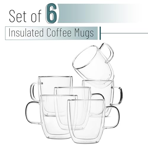 BTaT Double Walled Glass Coffee Mugs (6 Count)