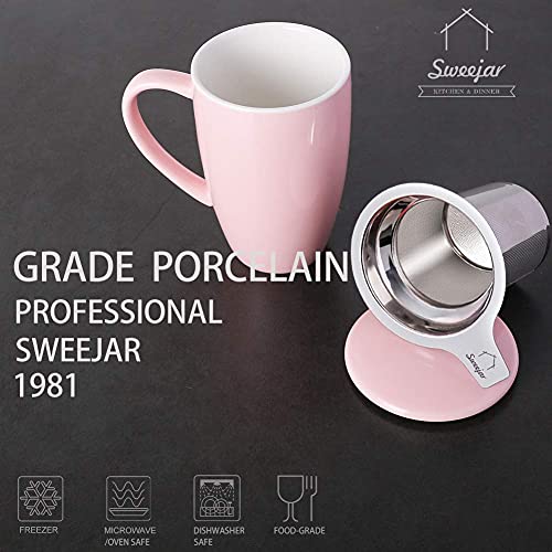 Sweejar Porcelain Tea Infuser Mug with Lid