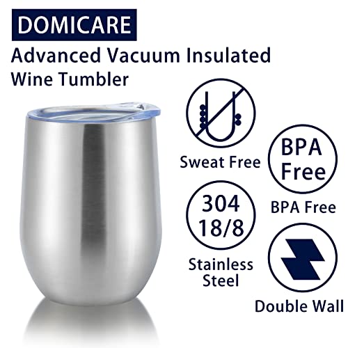 Stainless Steel Wine Tumbler Bulk with Lid (12 Count)