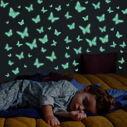 Glow in The Dark 3D Butterfly 24 Pcs 3 Sizes (24 Count)