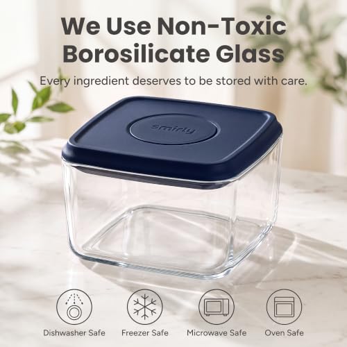 Glass Airtight Food Storage Containers with Pop Lids (5 Count)