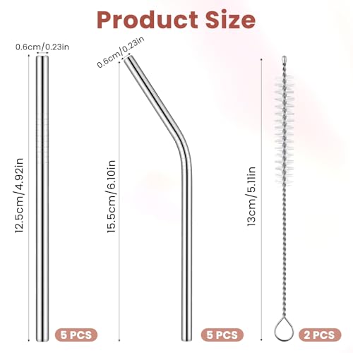 10Pcs Short Metal Straws (10 Count)