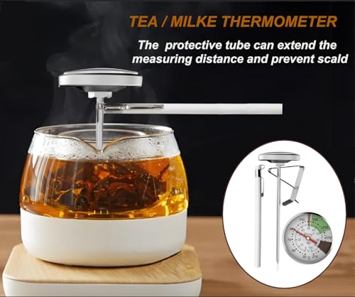 Instant Read Coffee Milk Frothing Thermometer with1.75 inch Dial 5 inch Probe Clip (2 Count)