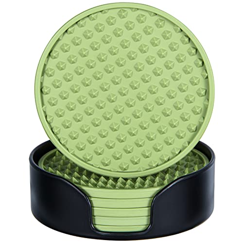 Rubber Coasters Set 6 with Holder