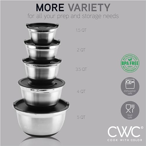 Stainless Steel Mixing Bowls Set with Lids