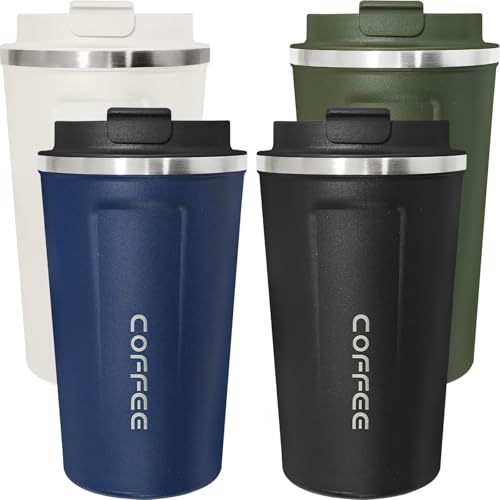 4 Pack Travel Coffee Mug 17oz Insulated Coffee Cup with Lid (4 Count)