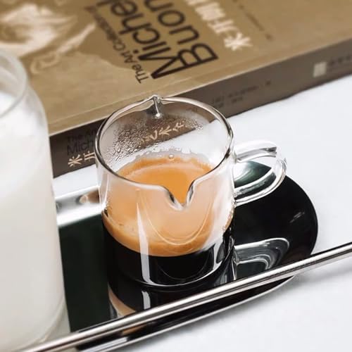 Shot Glasses Espresso Parts Double Spouts Milk Cup Clear Glass (2 Count)