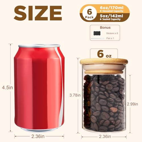6oz Glass Food Storage Jars (6 Count)