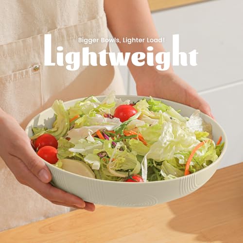 65 oz Large Salad Bowls Wheat Straw Big Bowls 10 inch Serving Bowls Wheat Straw Plates Bowl Set of 6 Wide and Shallow Bowl for Kitchen Dishwasher Safe
