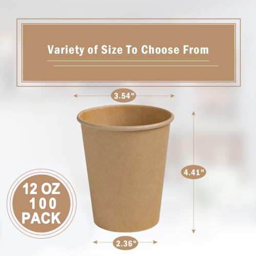 100 Count 12 oz Paper Cups