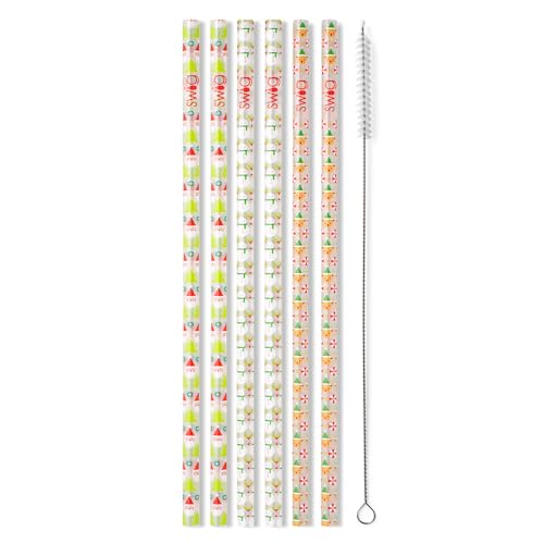 Pack of 6 Reusable Plastic Straws with Cleaning Brush (6 Count)