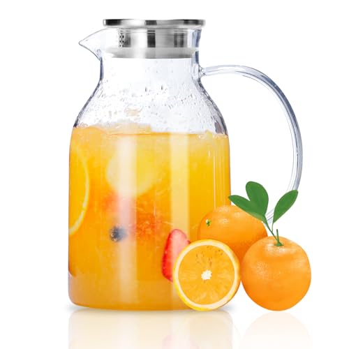 Glass Water Pitcher with Lid and Spout