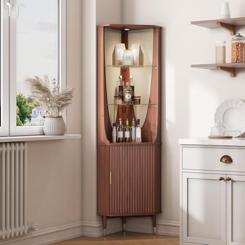 Tall Corner Bar Cabinet for Liquor