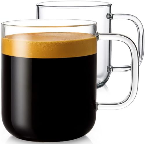 16oz Glass Coffee Mugs Set of 2 (2 Count)