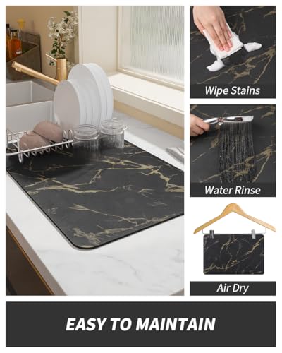 Coffee Mat Hide Stain Rubber Backed Absorbent Dish Drying Mat for Kitchen Counter
