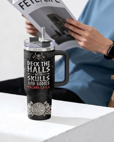 Viking Valhal La Funny Norse 40 oz Tumbler with Handle