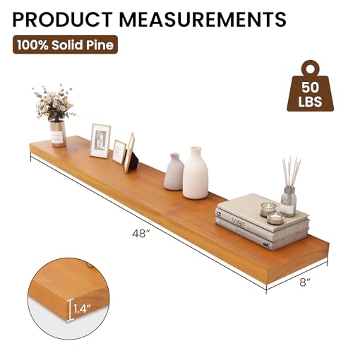 Solid Wood Floating Shelves 48 Inches Long