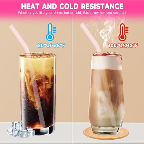 10 Pcs Reusable Glass Straws Shatter Resistant
