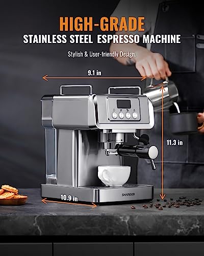 20 Bar Espresso Machine for Home with LCD Display and Steam Wand