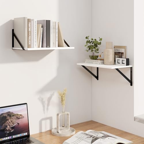White Deep Floating Shelves for Wall (2 Count)