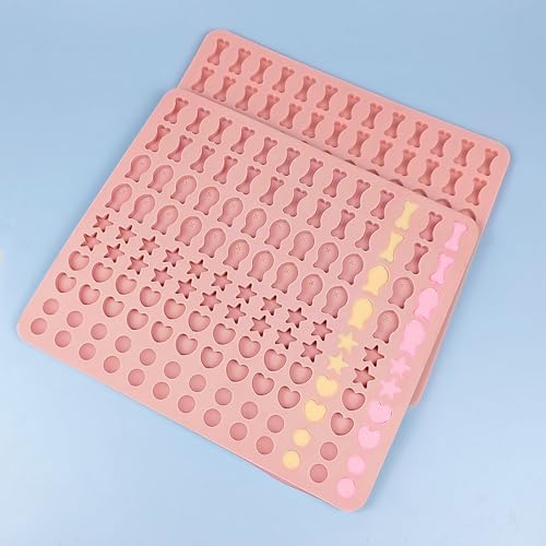 Dog Treat Molds 130 Cavity Mini Silicone Molds Star Heart Bone Fish Roud Shape for Baking Biscuits