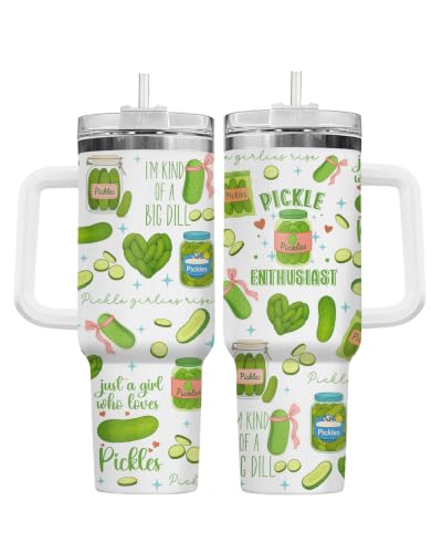 Funny Pickle Just Girl Who 40 oz Tumbler with Handle