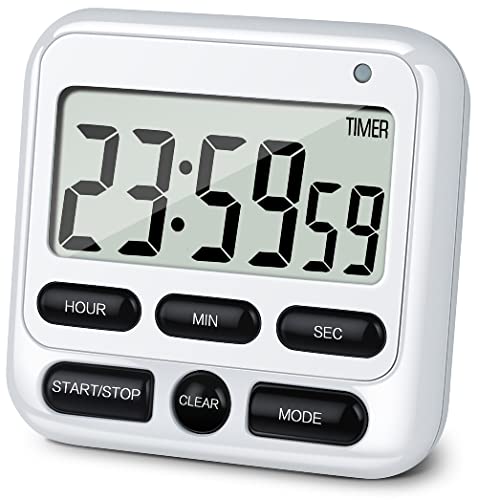 4-in-1 Digital Timer with Count Up/Down, Clock & Alarm, Ring & Silent Modes