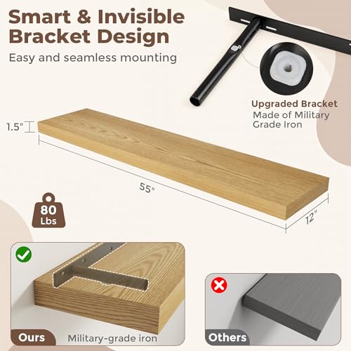 55 Inch Fireplace Mantel Shelf (2 Count)