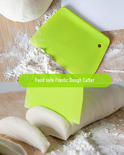 2PCS) Dough Scraper Bowl Scraper ，Food safe Plastic Dough Cutter， Flexible Plastic Scraper Practical Bench Scraper Multipurpose Food Scrappers for Bread Dough Cake Fondant Icing