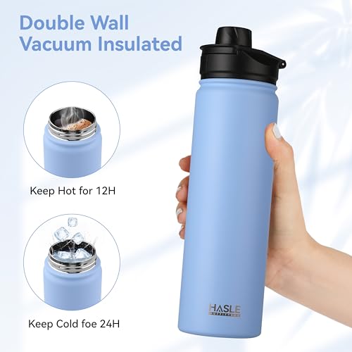 Insulated Water Bottle 22 oz Double Wall Stainless Steel Water Bottle Wide Mouth with Straw Lid & Spout Lid Keeps Cold or Hot