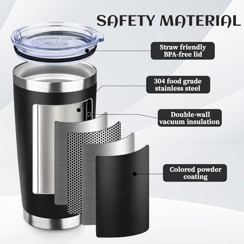DIW 20oz Insulated Tumbler Travel Coffee Mug with Lid Straw