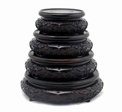 Oriental Luxury Round Elm Solid Wood Vase Display Stands Pedestal Base